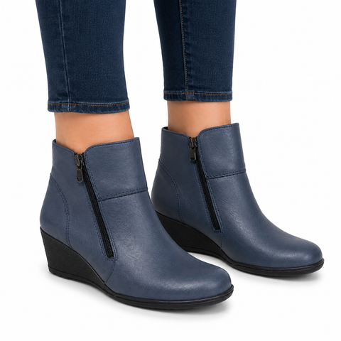 Kiarflex Klark Wedge 3 Colours ~ Black ~ Tan ~ Navy ~ Leather Boot