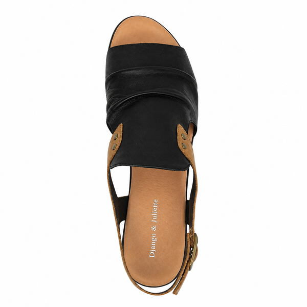 Django & Juliette Madis 2 Colours Leather Sandal ~ Tan ~ Black