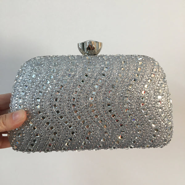 Evening Clutch Jewel Encrusted ~ Red ~ Navy ~ Silver