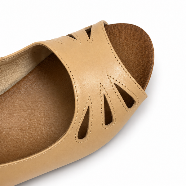 Miss M Salvador Beige/Tan Leather Heel Wedge