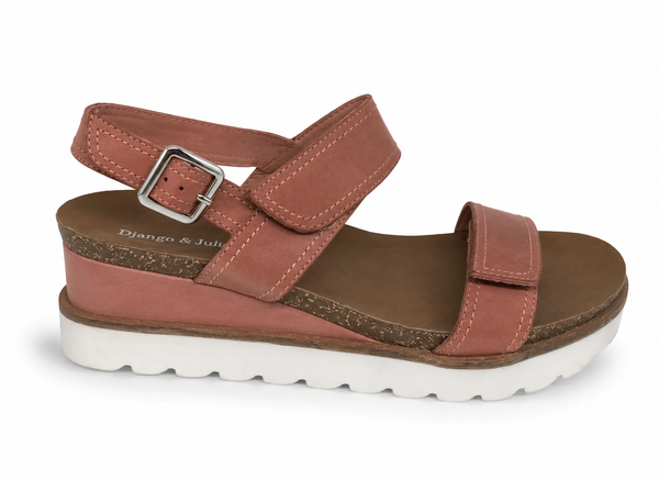 Django & Juliette Burt Leather Wedge Heel 5 Colours ~ Coral ~ Blue ~ Cafe ~ Black ~ Tan