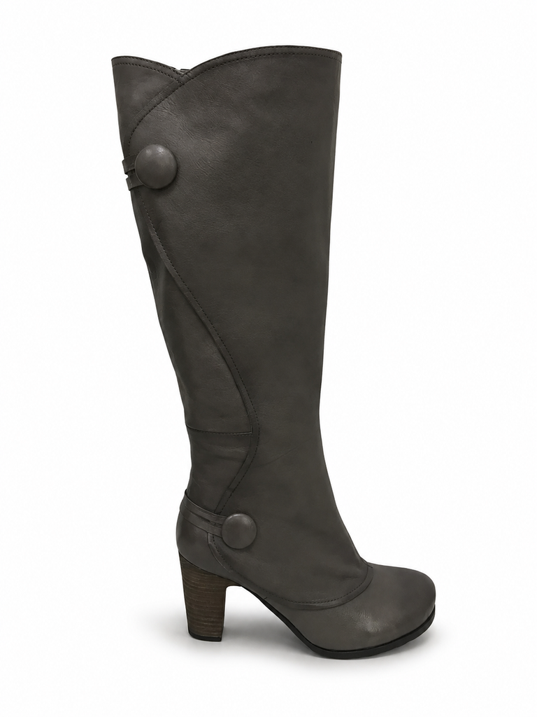 Miz Mooz Nyla Grey Steampunk Leather Long Boot