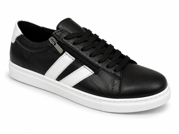 Cabello Ultimate ~ White Silver ~ Black White ~ White Taupe ~ Leather Sneaker