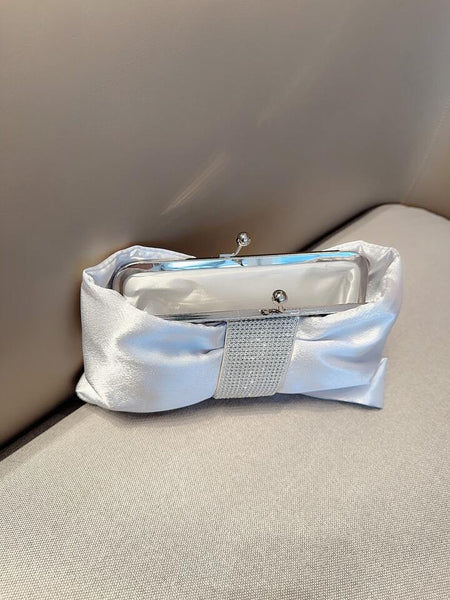 Silver Satin Clutch