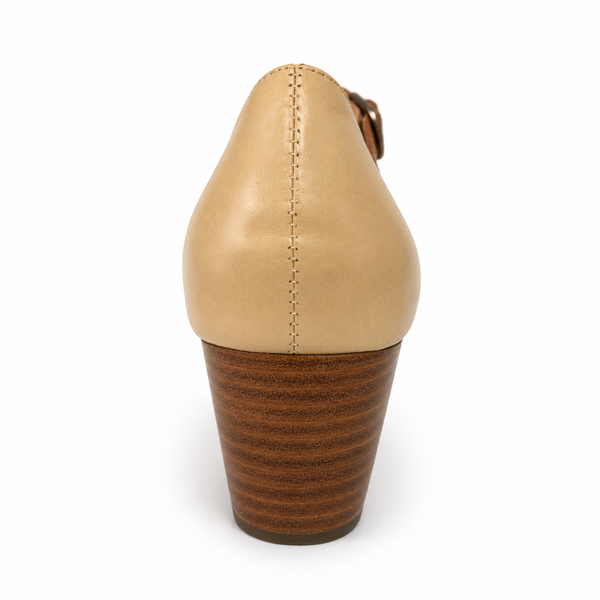 Miss M Salvador Beige/Tan Leather Heel Wedge