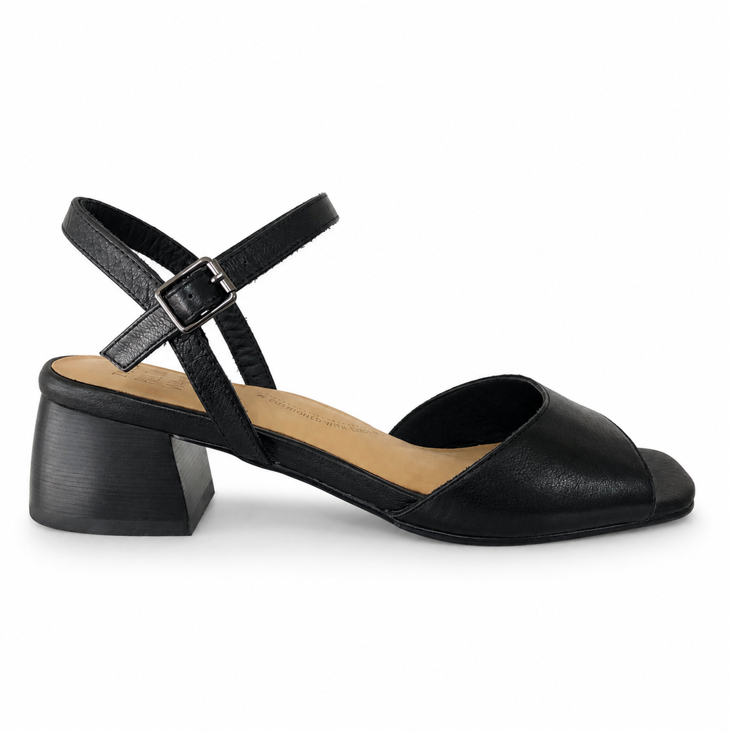 Ziera Caborra Black Wide Leather Heel