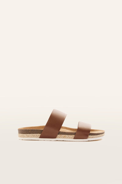 Frankie4 Maria III ~ Black ~ Rose Gold ~ Cognac ~ Leather Slide