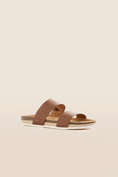 Frankie4 Maria III ~ Black ~ Rose Gold ~ Cognac ~ Leather Slide