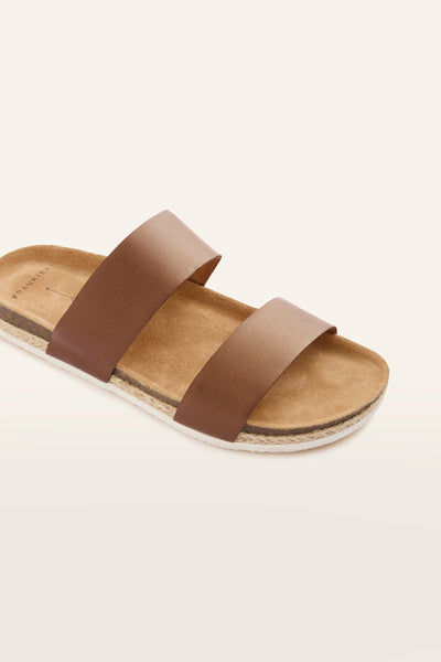 Frankie4 Maria III ~ Black ~ Rose Gold ~ Cognac ~ Leather Slide