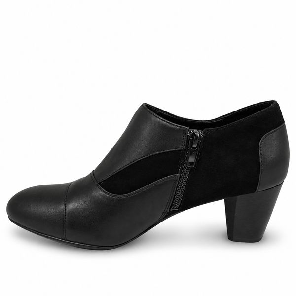 Hush Puppy Bonnie Black Leather and Suede