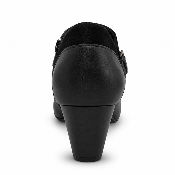 Hush Puppy Bonnie Black Leather and Suede