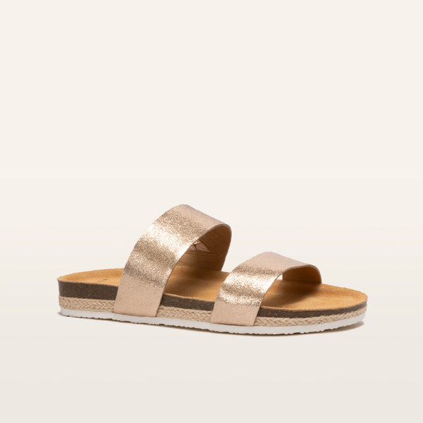 Frankie4 Maria III ~ Black ~ Rose Gold ~ Cognac ~ Leather Slide