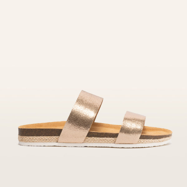 Frankie4 Maria III ~ Black ~ Rose Gold ~ Cognac ~ Leather Slide