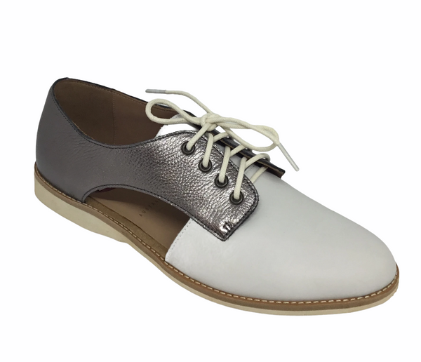 Rollie Sidecut White Pewter Leather derby