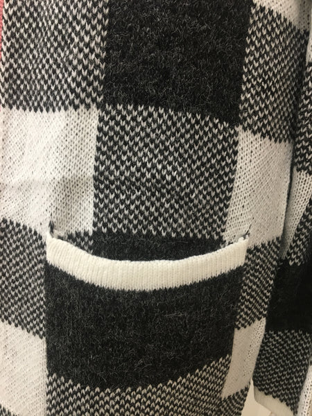Dream House Black White Check Hooded Cardigan