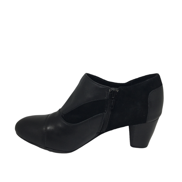 Hush Puppy Bonnie Black Leather and Suede