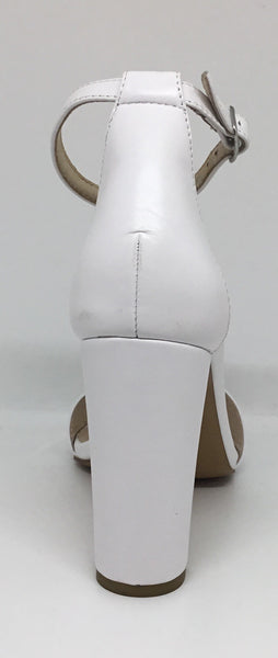 Frankie Sassy-W White Leather Heel