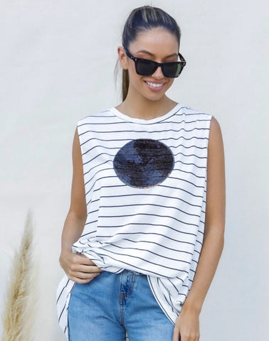 Love Lily the Label Ava Sequin Circle Stripe Tank