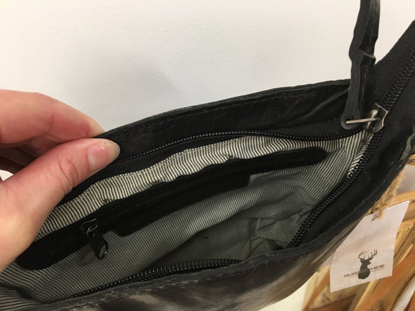 Rugged Hide Black Leather Bag 6005